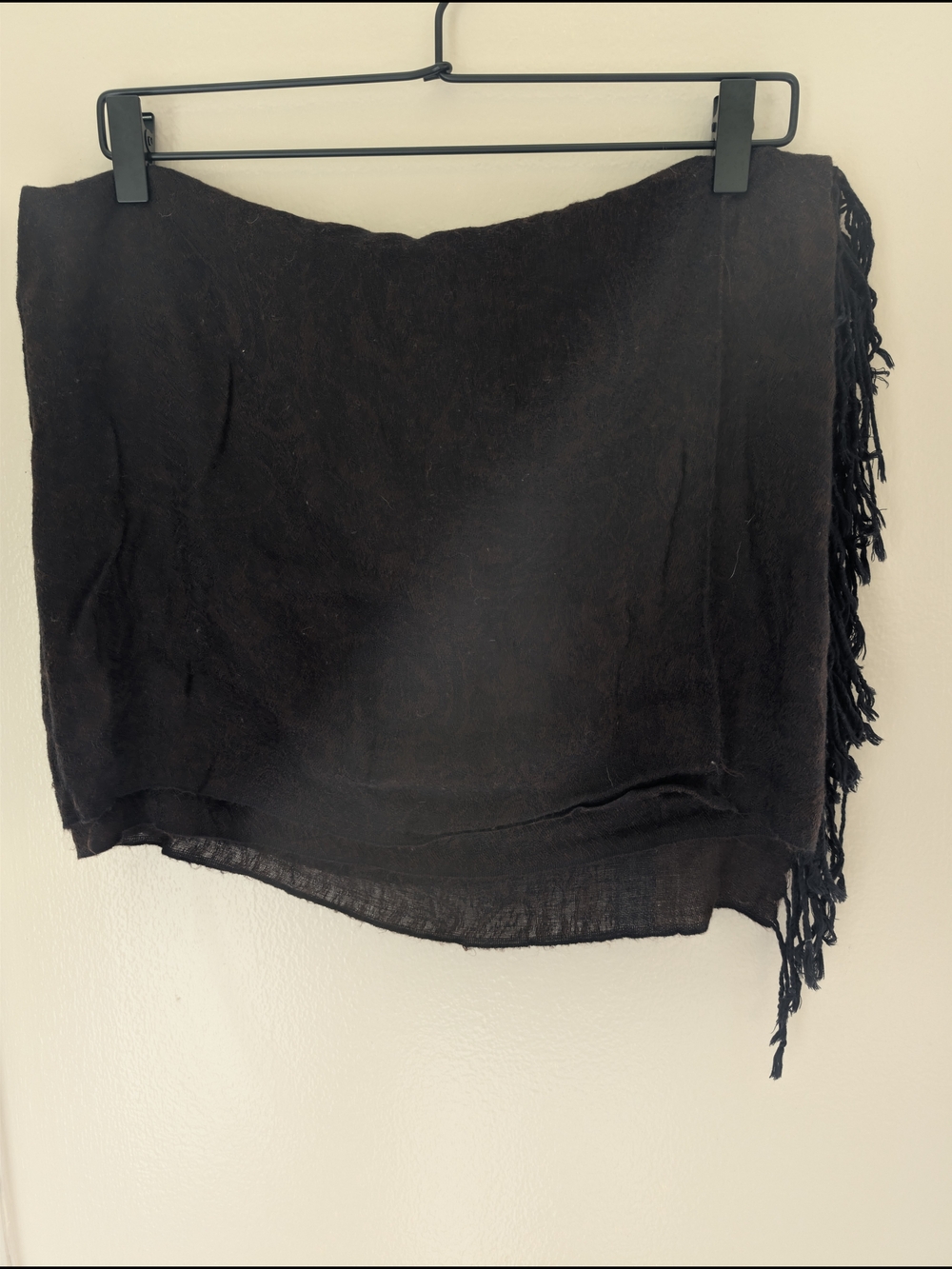 Dark Brown Fringe Wrap Scarf